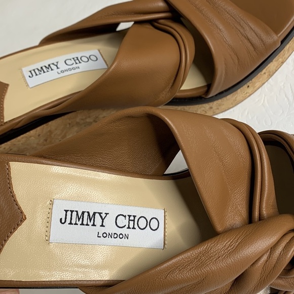 Jimmy Choo‎ Narisa 90 Nappa Leather Wedge Sandals - Picture 3 of 8